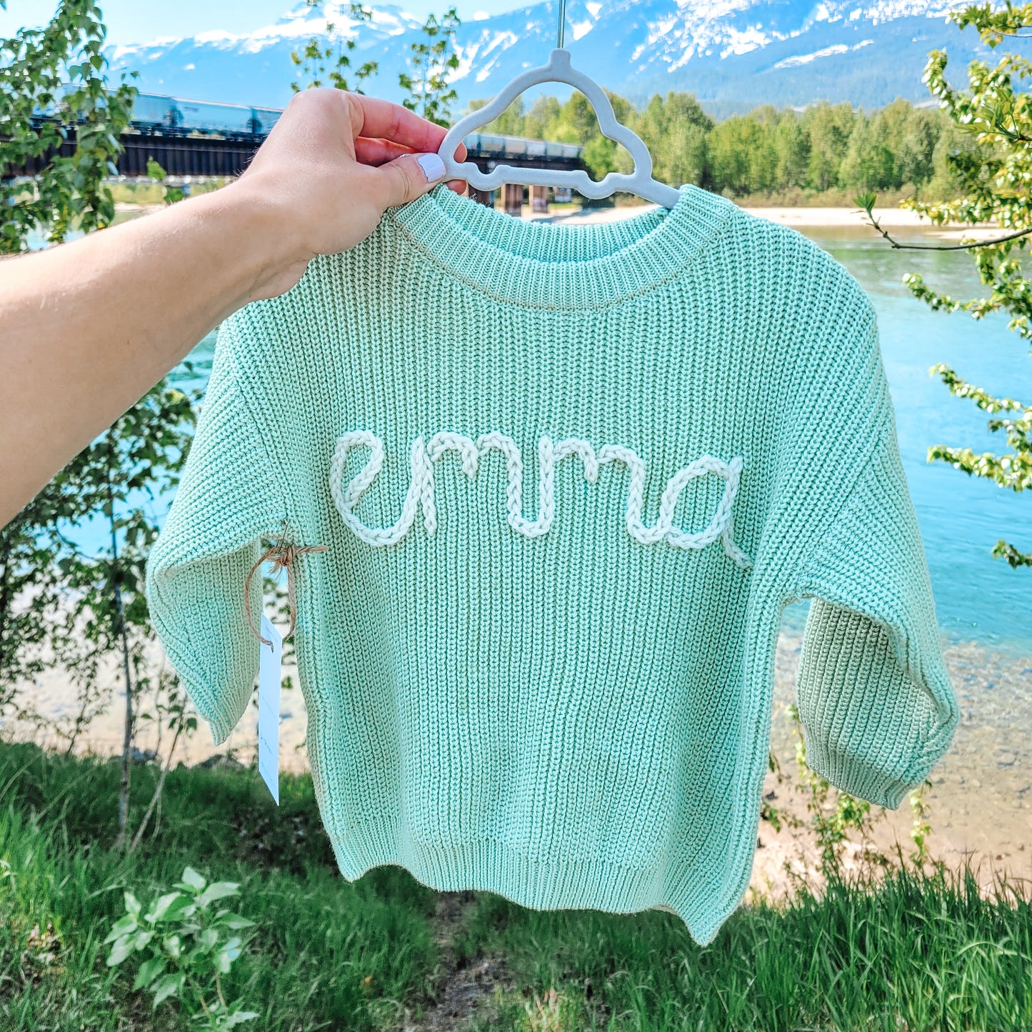 Custom Knit Sweater in Seafoam