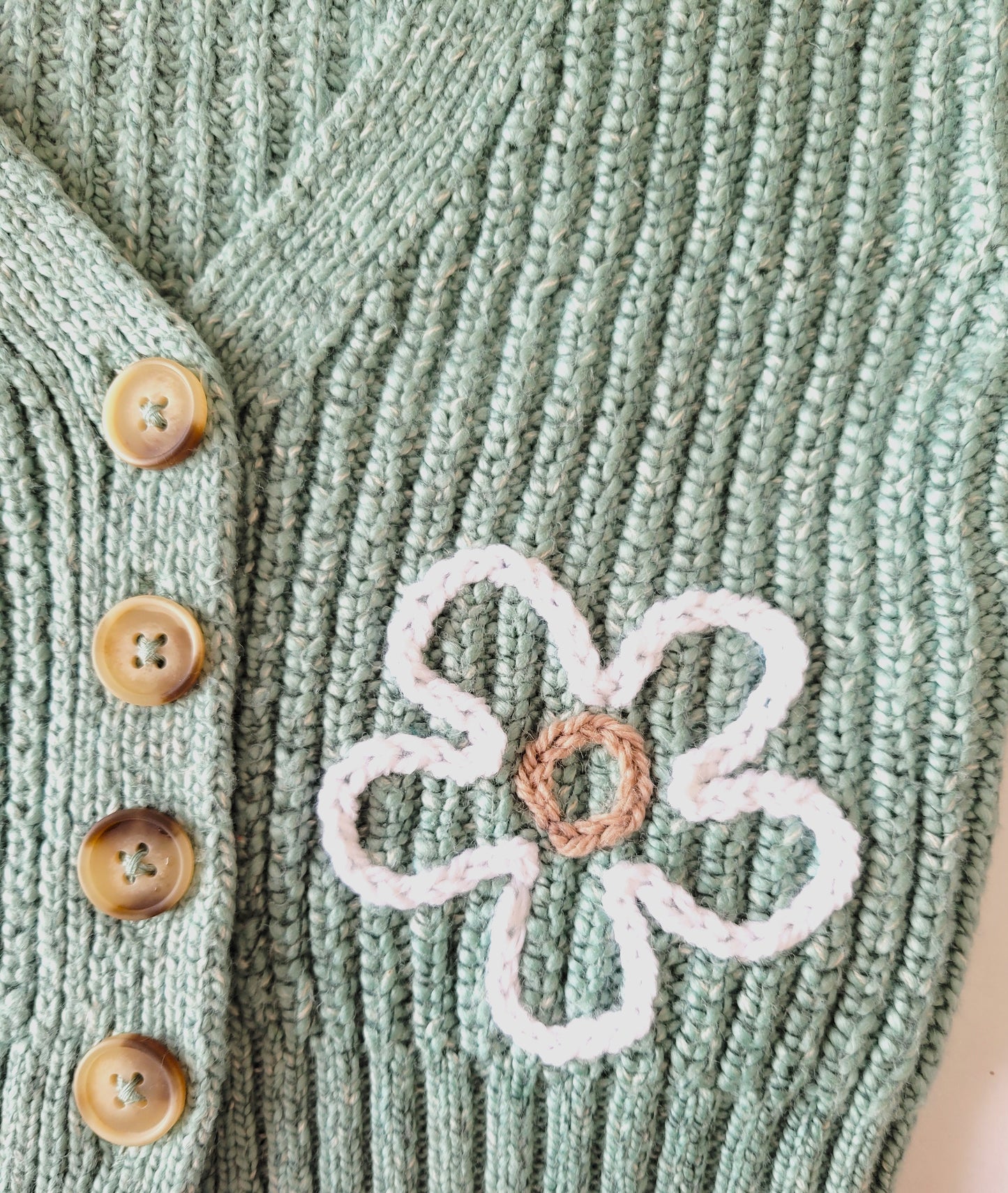 Dizzy Flower Cardigan in Spring Teal