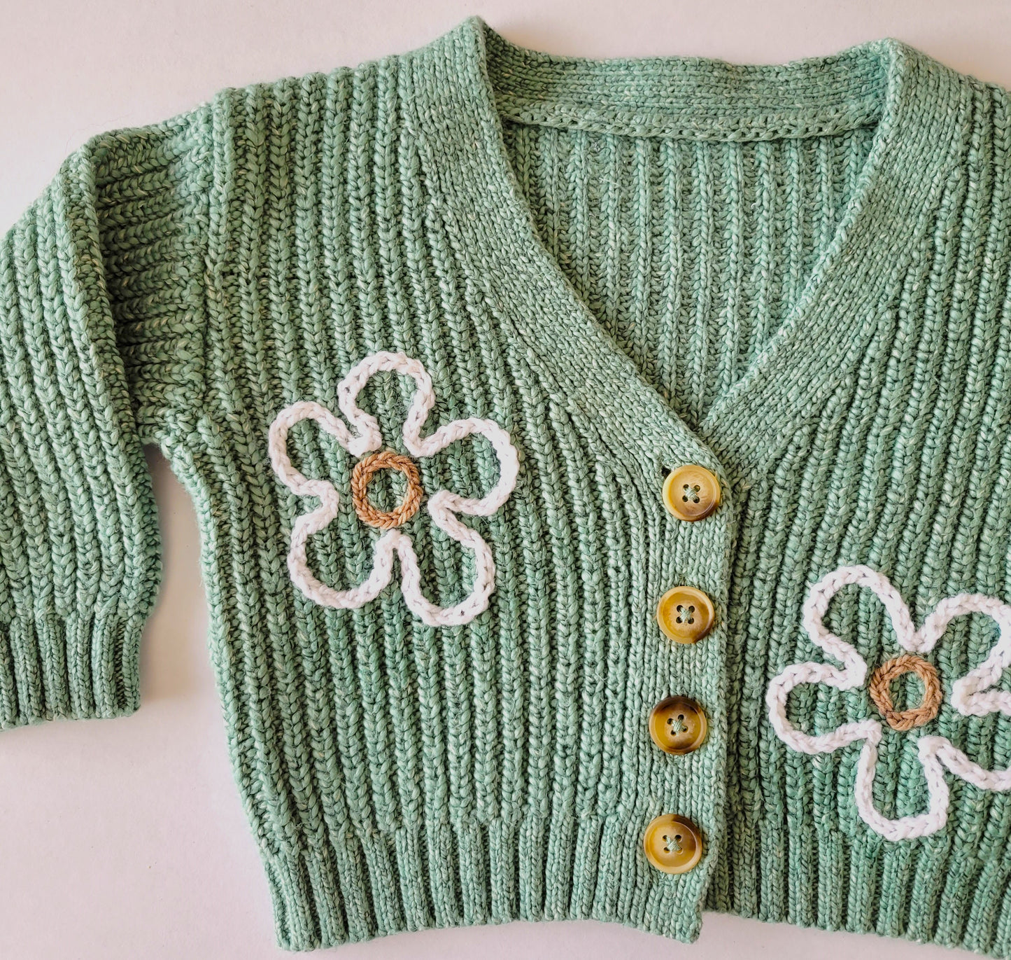 Dizzy Flower Cardigan in Spring Teal